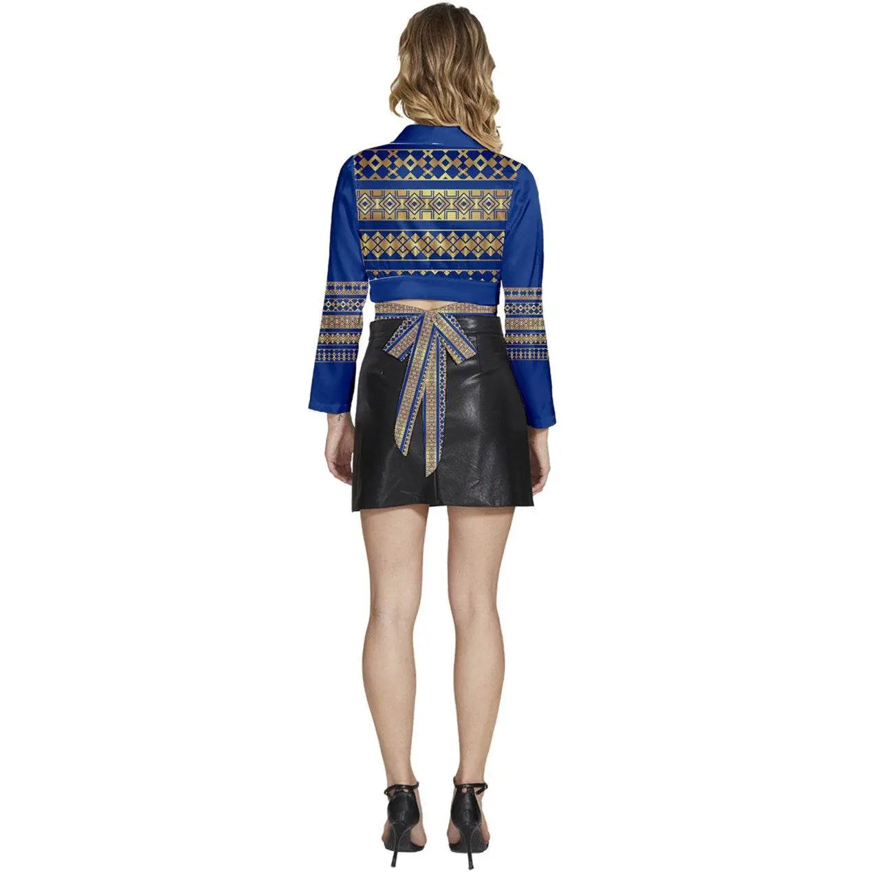 Blues Sleeve Tie Back Satin Wrap Top - IVORYNN