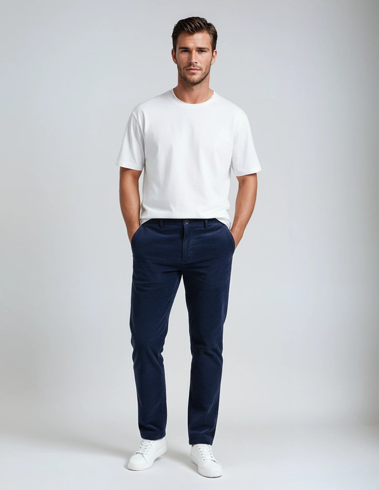 Soft Stretch Classic Navy Blue Corduroy Pants