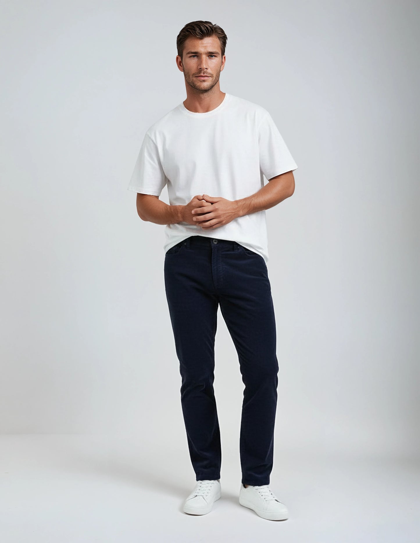 Soft Stretch Classic Navy Blue Corduroy Pants