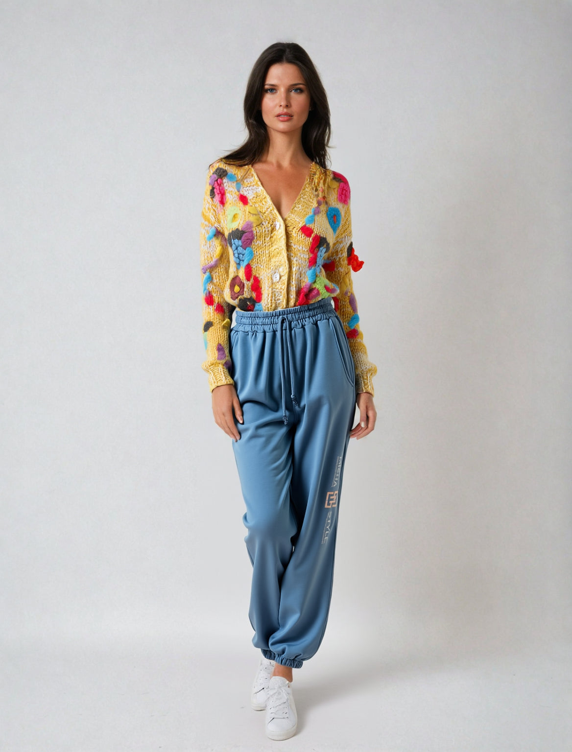 Vintage Handmade Knit Hook Flower Cardigan Coat