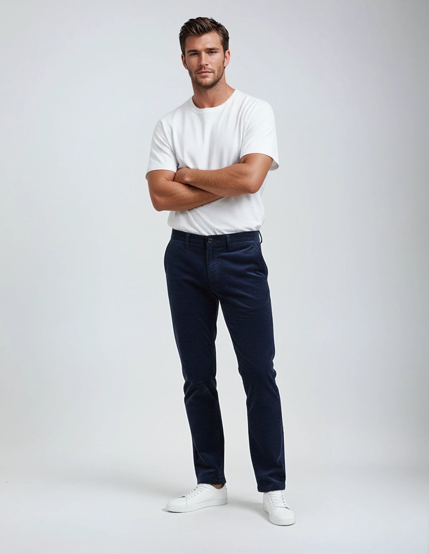 Soft Stretch Classic Navy Blue Corduroy Pants