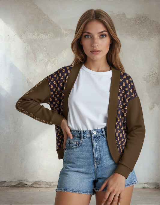 Halloween Ghost Drop Shoulder Knitted Café Noir Cardigan