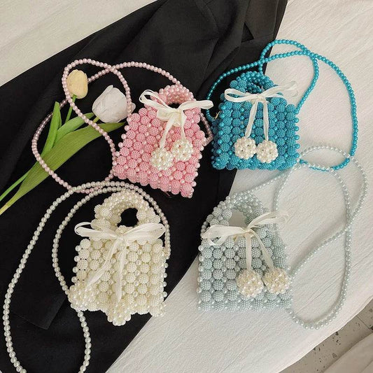 Bow Pearl Bead Handwoven Crossbody - IVORYNN