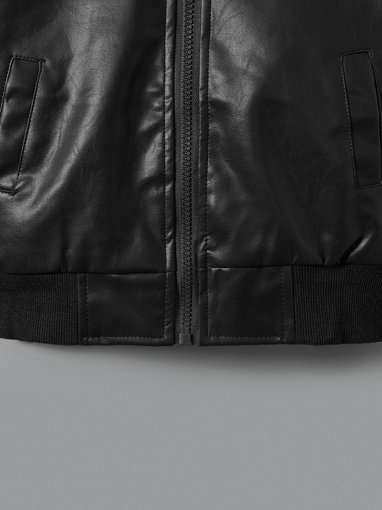Boys Fleece-Lined Zip-Up Black Jacket - IVORYNN