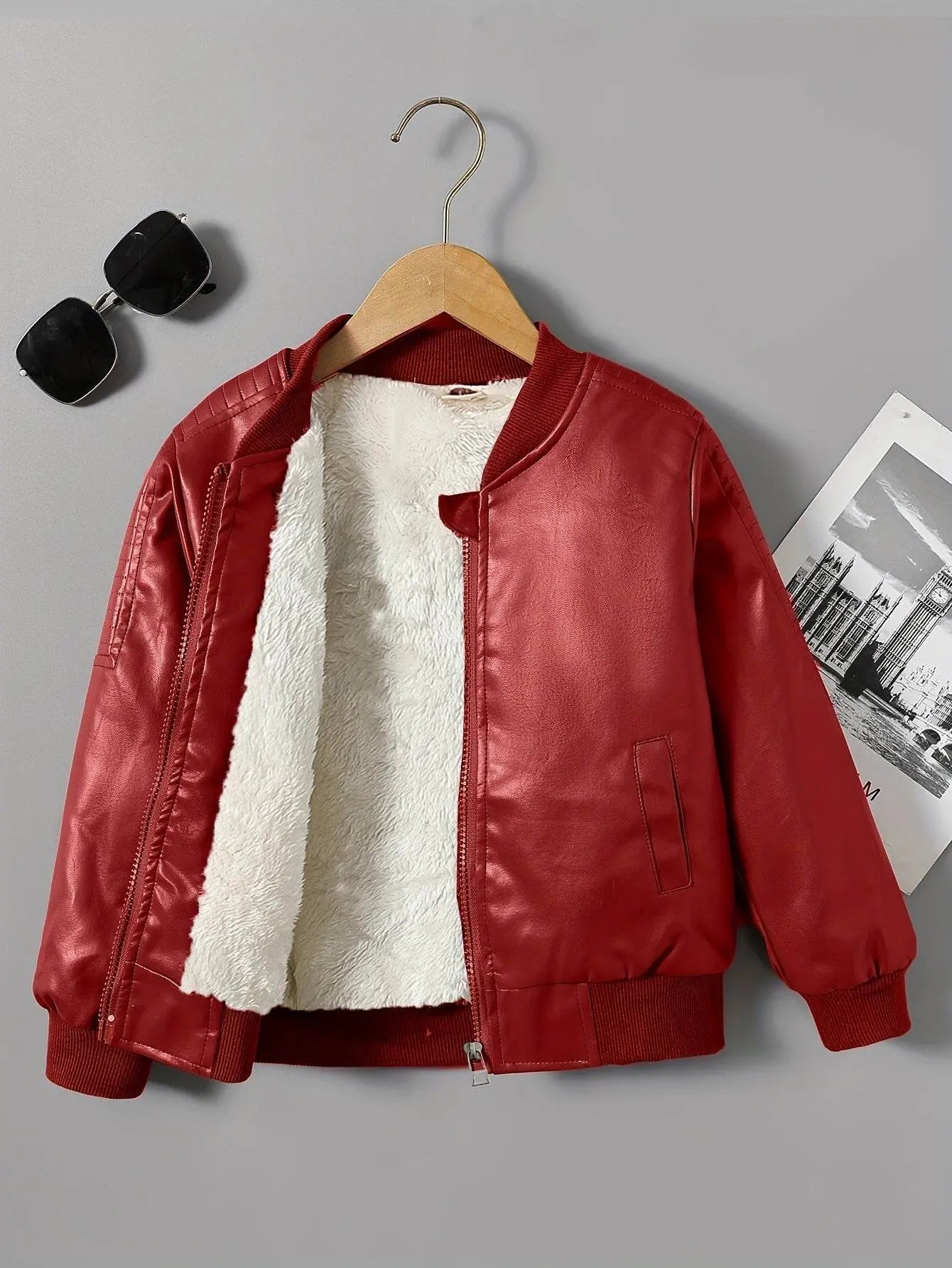 Boys Fleece-Lined Zip-Up Brick Red Jacket - IVORYNN