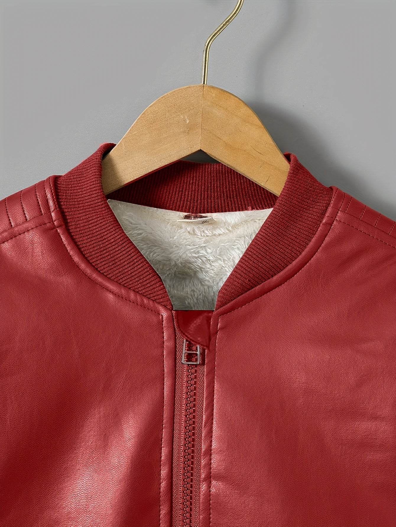 Boys Fleece-Lined Zip-Up Brick Red Jacket - IVORYNN