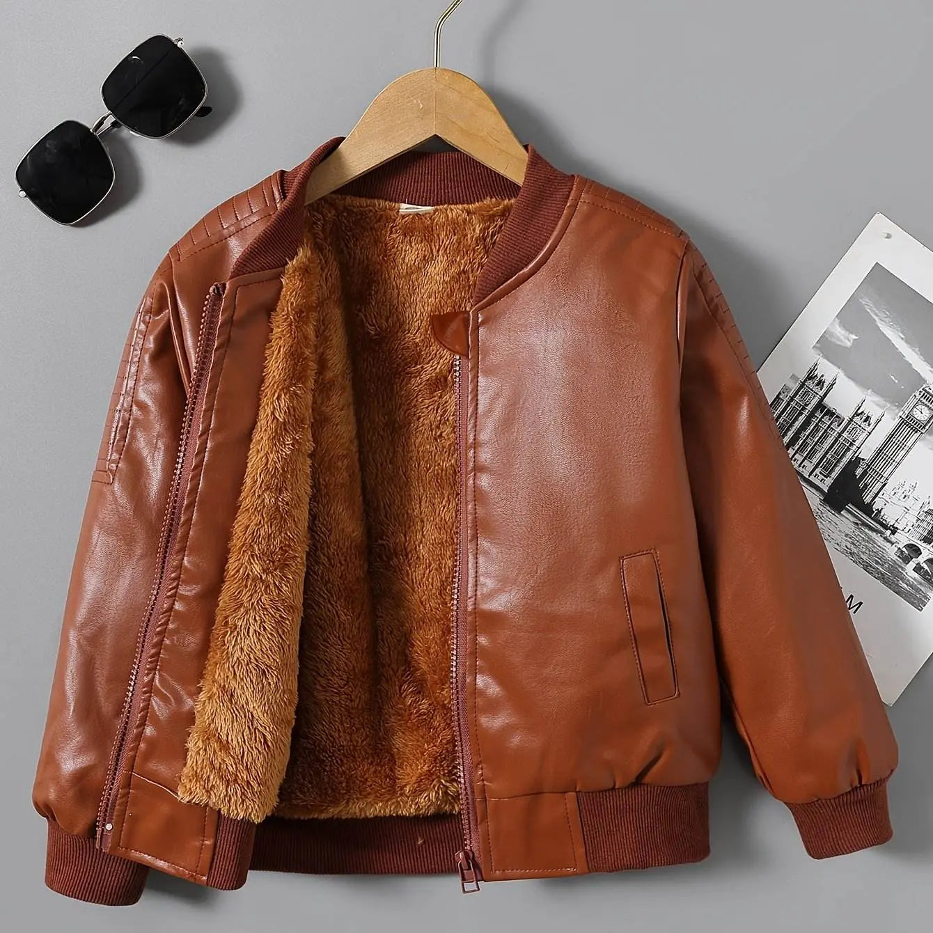 Boys Fleece-Lined Zip-Up Chocolate Jacket - IVORYNN