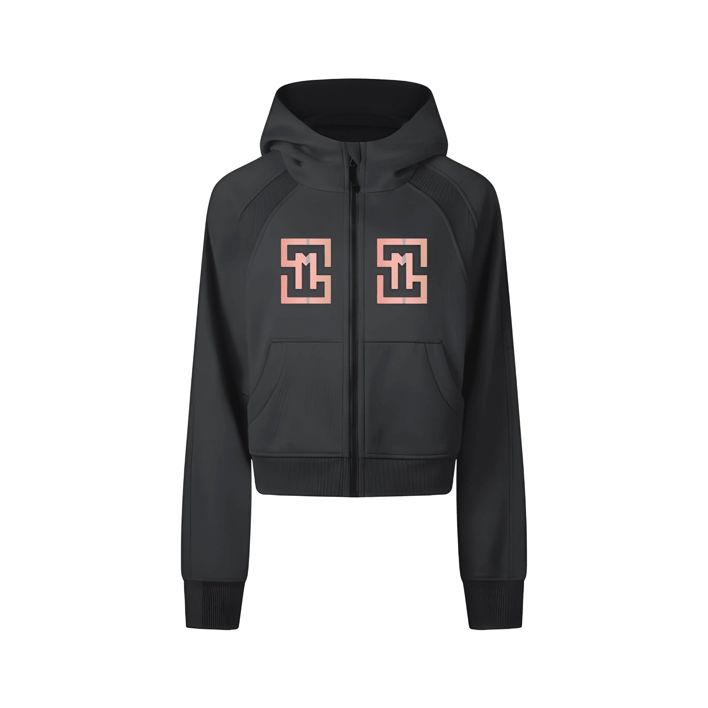 COWT Cropped Zip-Through Black Sweatshirt - IVORYNN