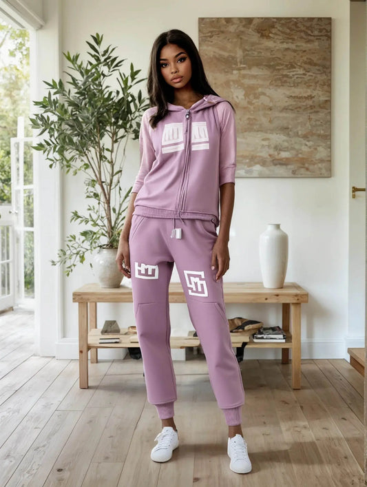 COWT Cropped Zip-Through Pink Sweatshirt - IVORYNN