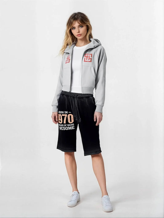COWT Cropped Zip-Through Sweatshirt - IVORYNN