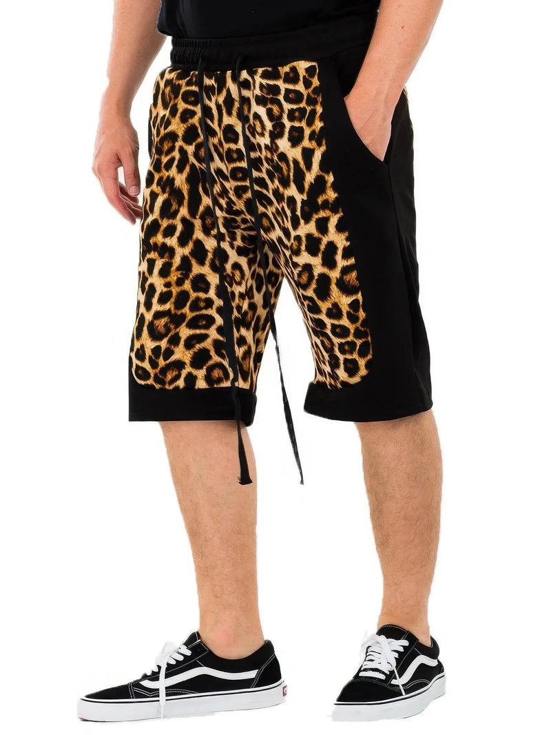 Casual Unique Cheetah Contrast Shorts - IVORYNN