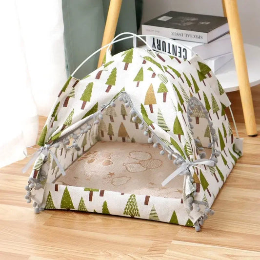 Cat Tent Cat Cat House Enclosed Pet Bed - IVORYNN