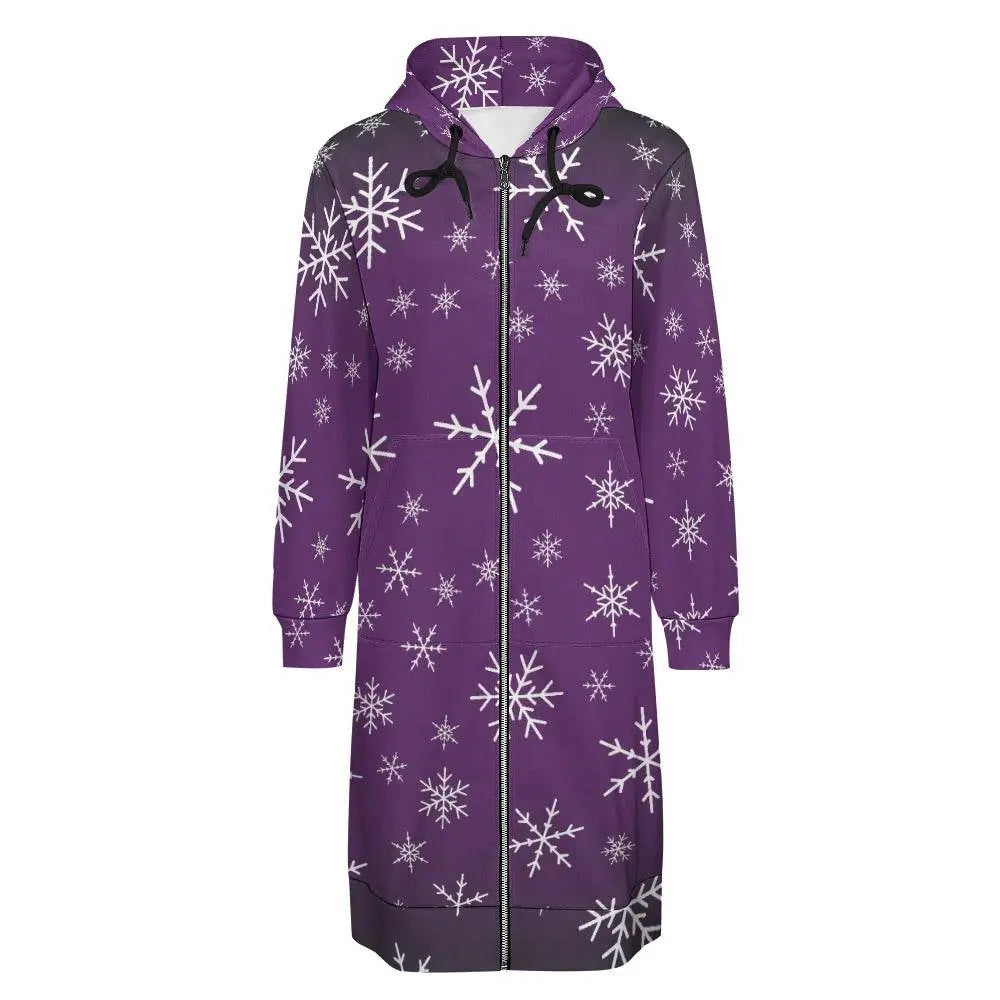 Christams snow long Hoodie Jakcet - Purple - IVORYNN