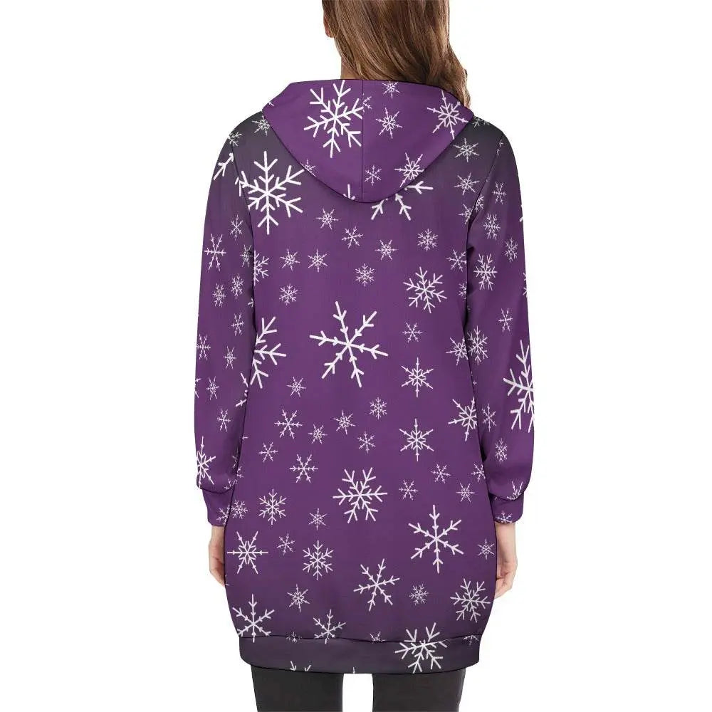 Christams snow long Hoodie Jakcet - Purple - IVORYNN