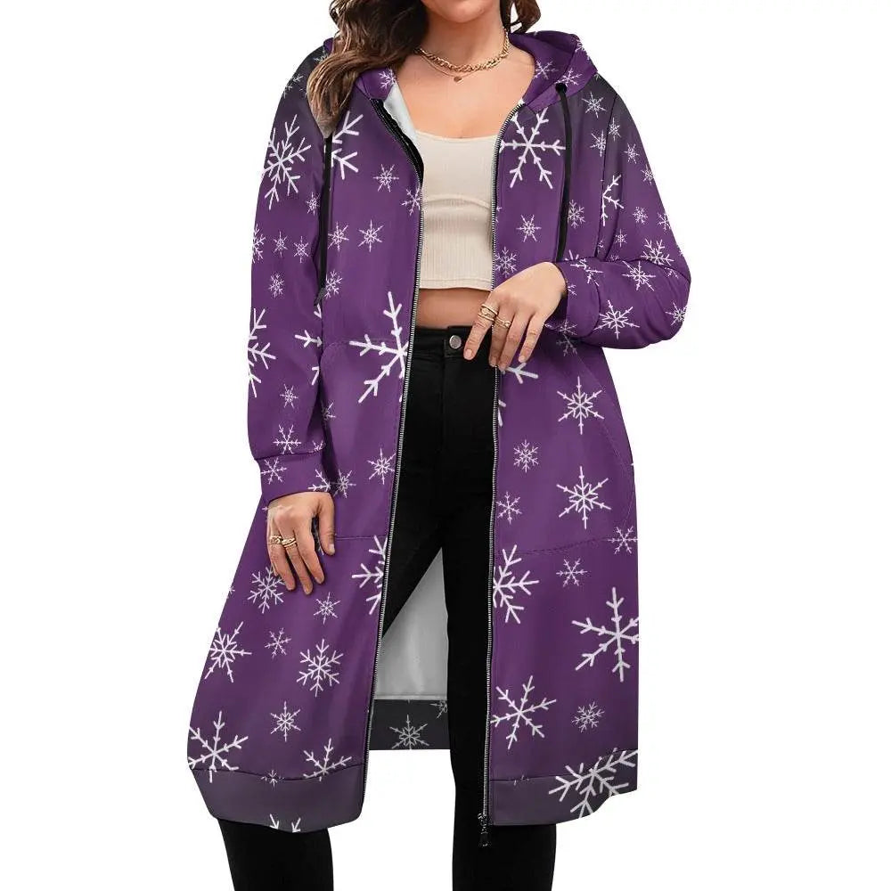 Christams snow long Hoodie Jakcet - Purple - IVORYNN