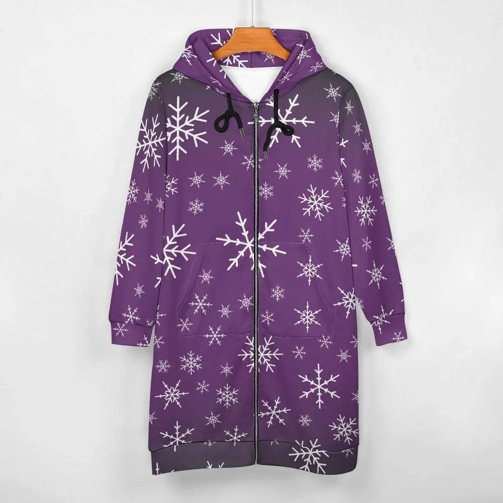 Christams snow long Hoodie Jakcet - Purple - IVORYNN