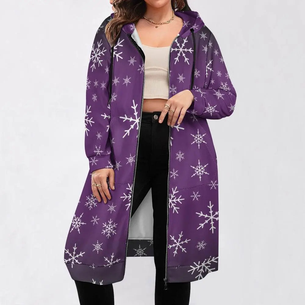 Christams snow long Hoodie Jakcet - Purple - IVORYNN