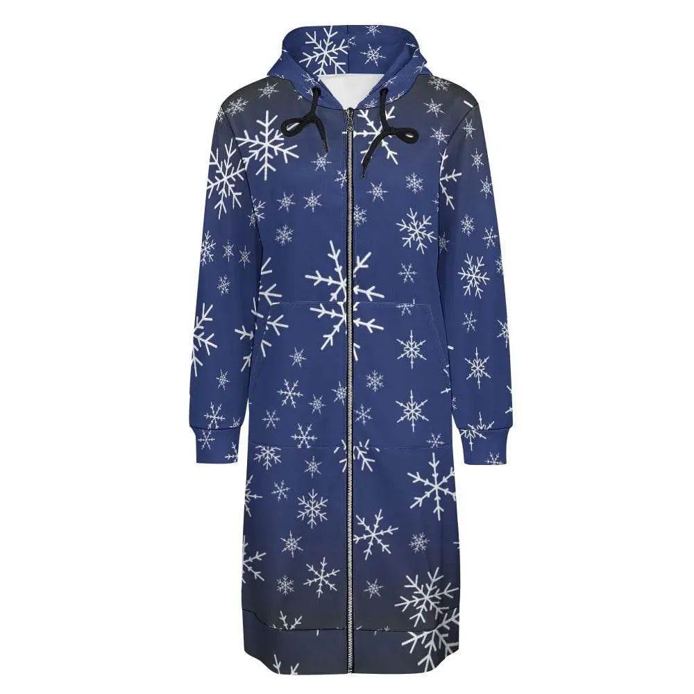 Christams snow long Hoodie Jakcet - Royal Blue - IVORYNN