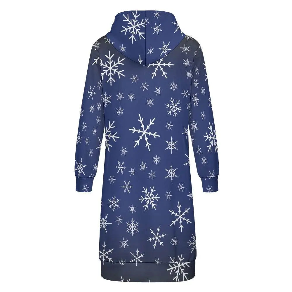 Christams snow long Hoodie Jakcet - Royal Blue - IVORYNN