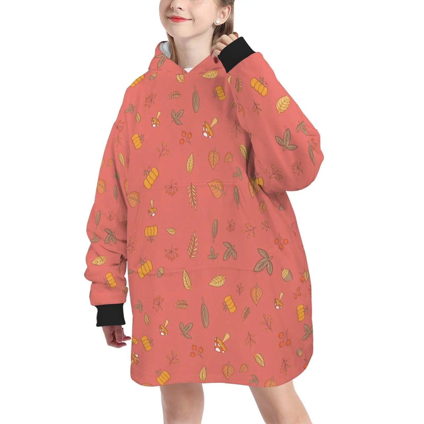 Christmas Mood Blanket Hoodie Orange Brown - IVORYNN