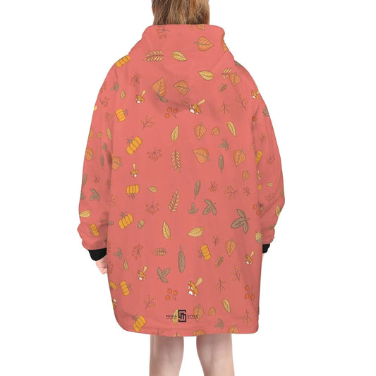 Christmas Mood Blanket Hoodie Orange Brown - IVORYNN