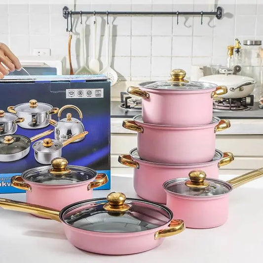 Classic 12 Pieces Stainless Steel Panelas Cookware Set - IVORYNN