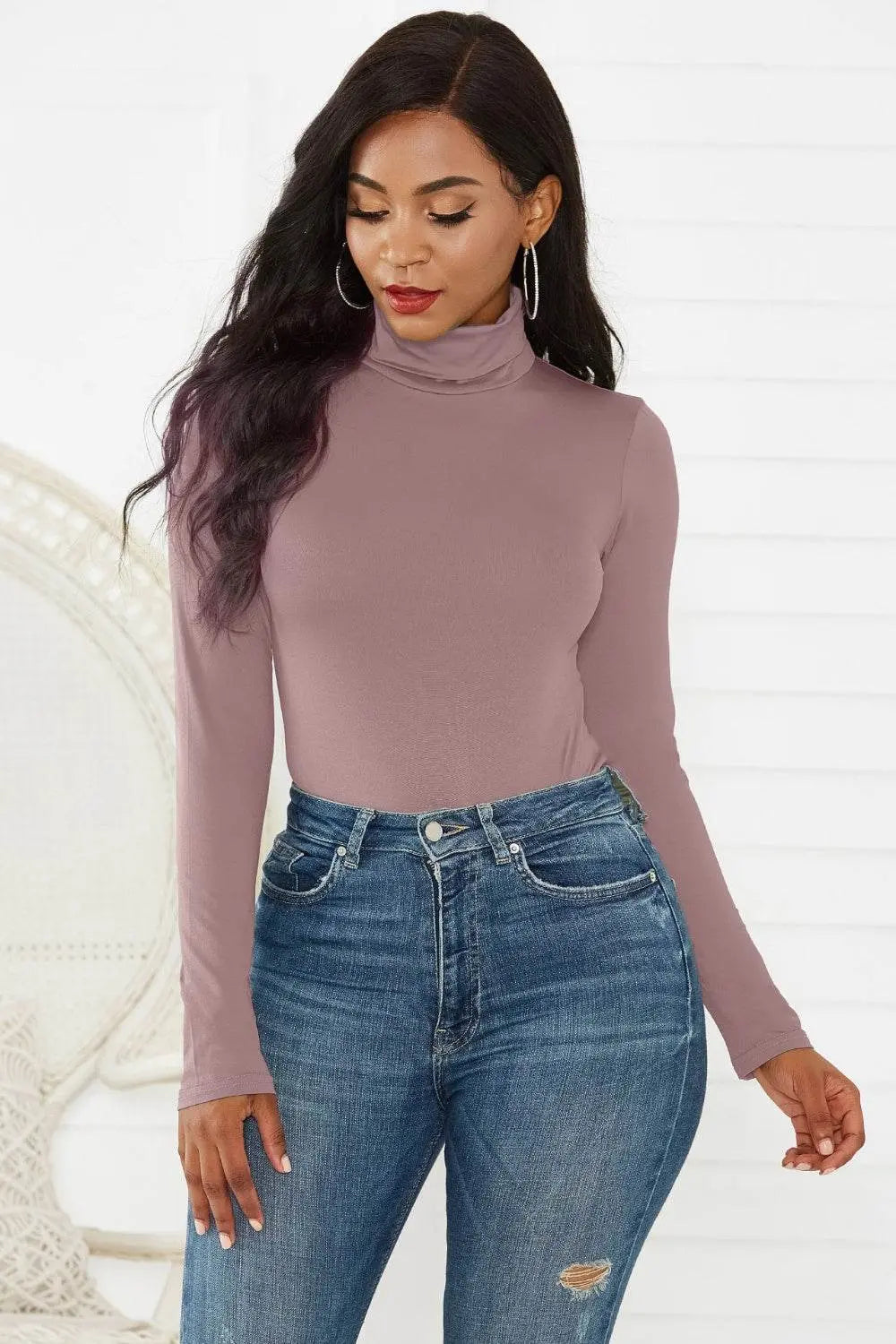 Classy Turtleneck Long Sleeve Bodysuit - IVORYNN
