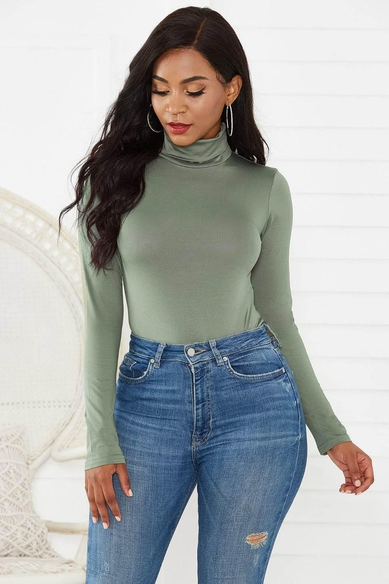 Classy Turtleneck Long Sleeve Bodysuit - IVORYNN