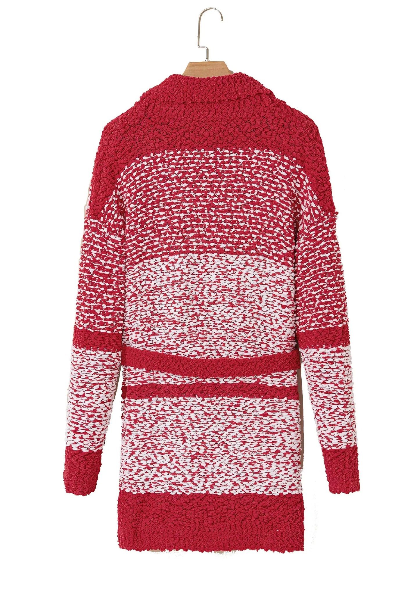 Contrast Trim Open Front Longline Knitted Cardigan - IVORYNN