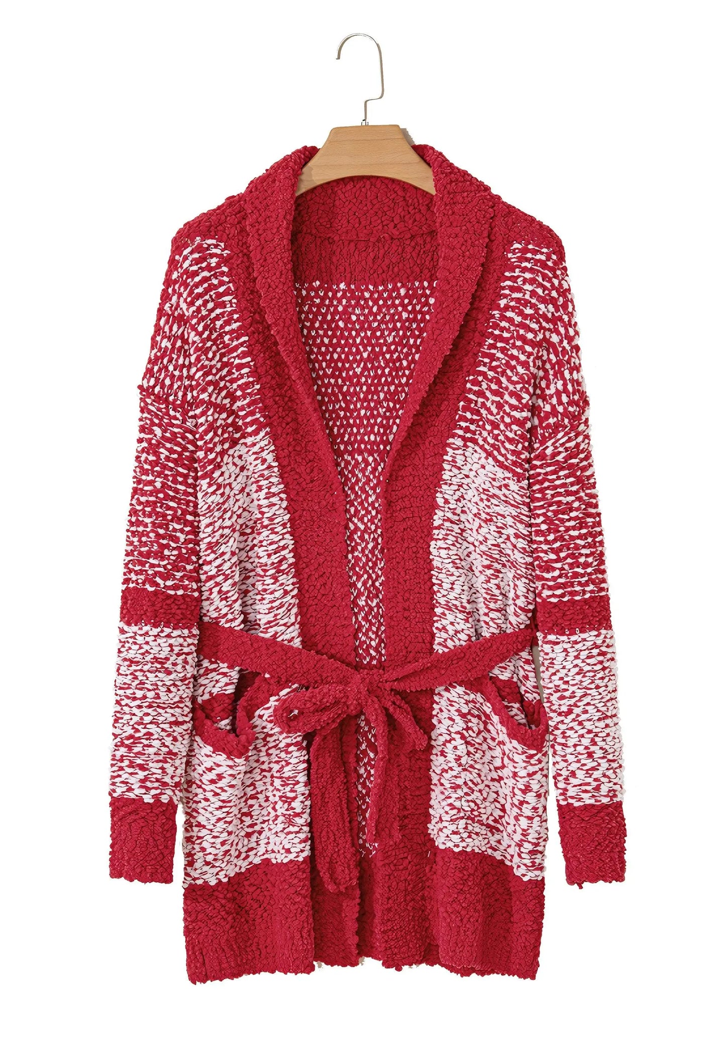 Contrast Trim Open Front Longline Knitted Cardigan - IVORYNN