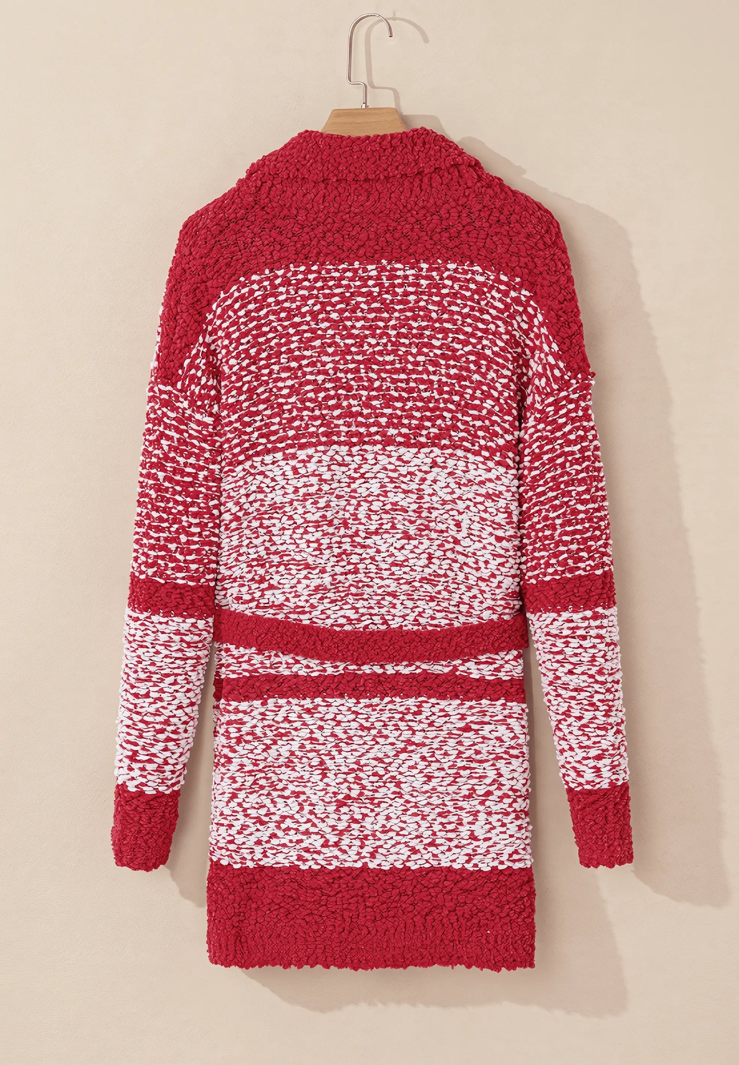 Contrast Trim Open Front Longline Knitted Cardigan - IVORYNN