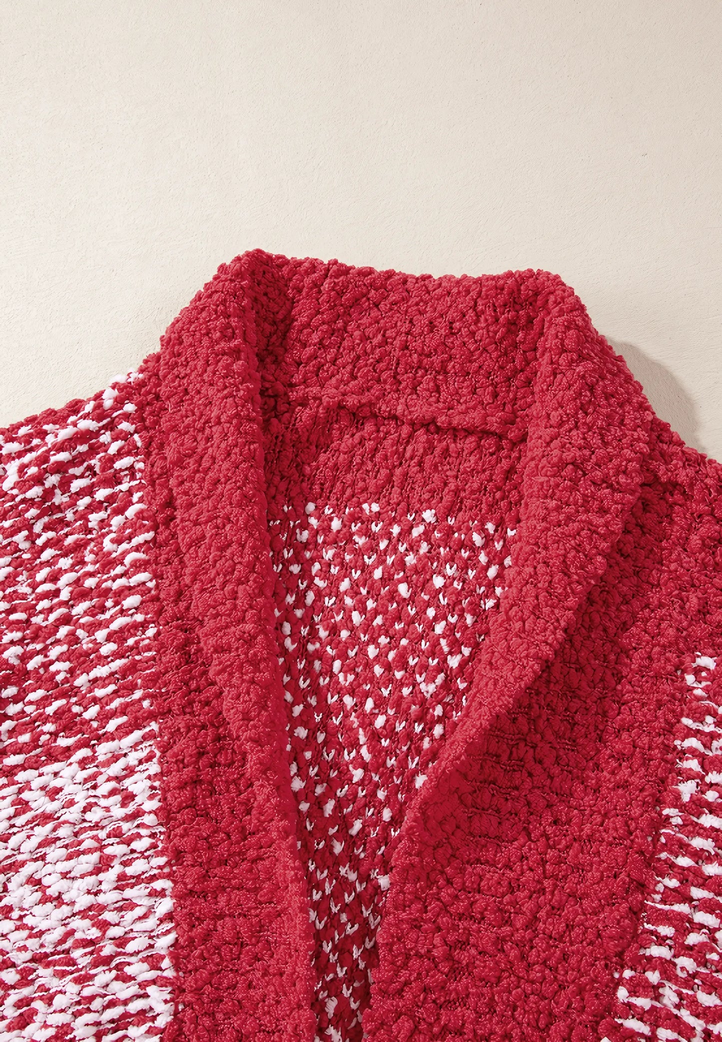 Contrast Trim Open Front Longline Knitted Cardigan - IVORYNN