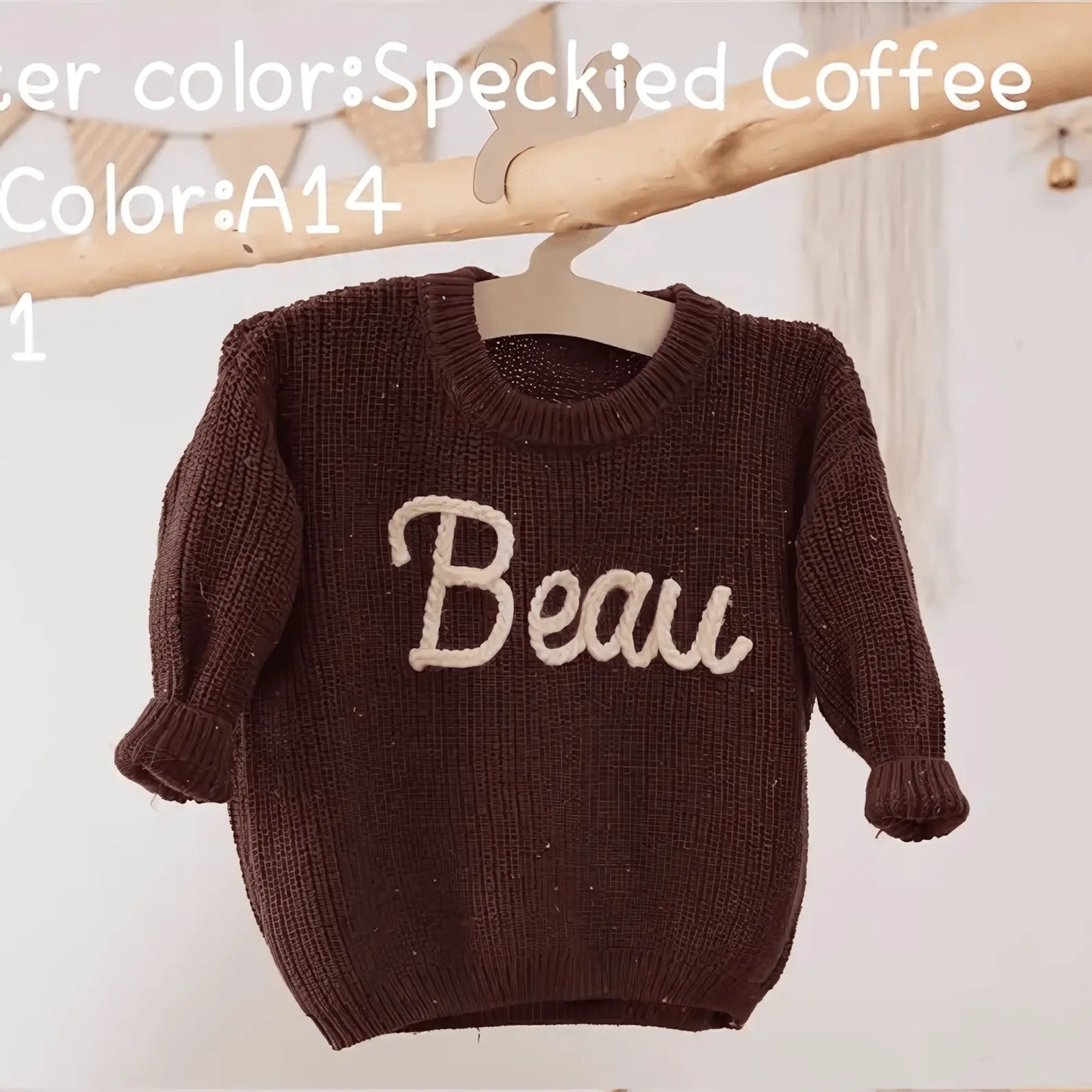 Cotton Hand embroidered Name Baby Sweater - IVORYNN