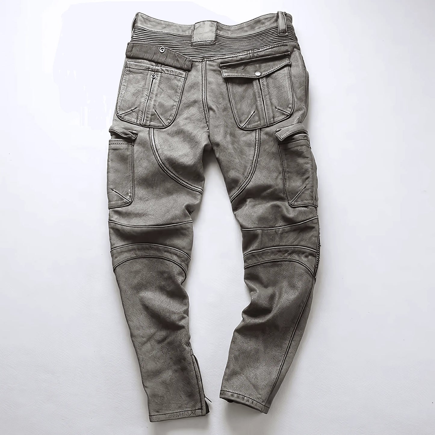 Cowhide Genuine LeatherSlim Sweatpants - IVORYNN