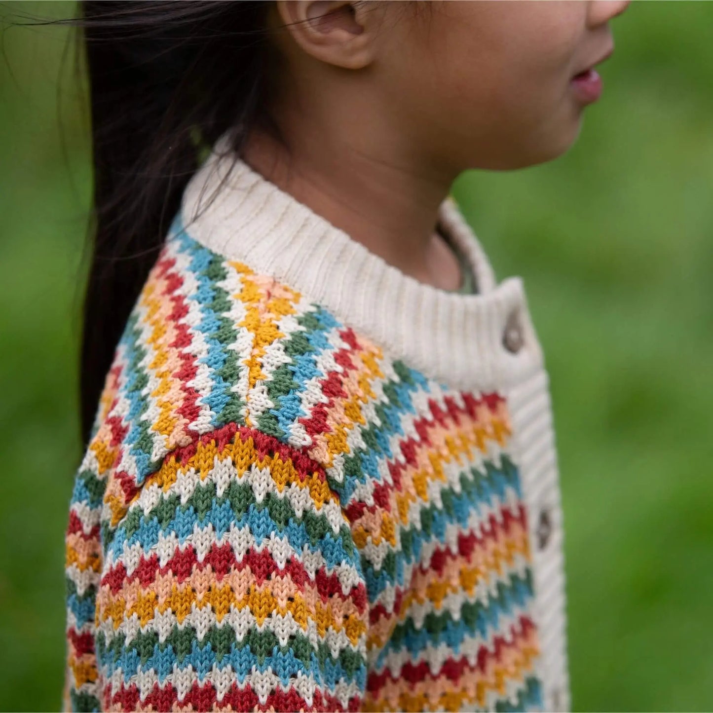 Cozy Organic Cotton Rainbow Days Knitted Cardigan for Infants & Kids