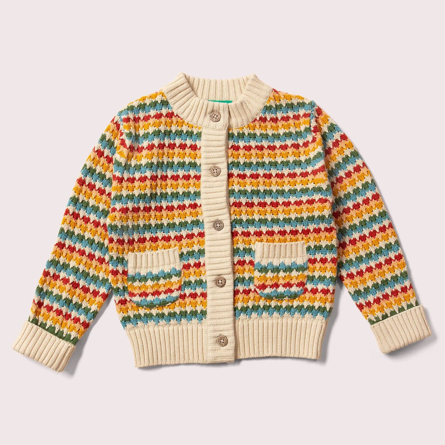 Cozy Organic Cotton Rainbow Days Knitted Cardigan for Infants & Kids