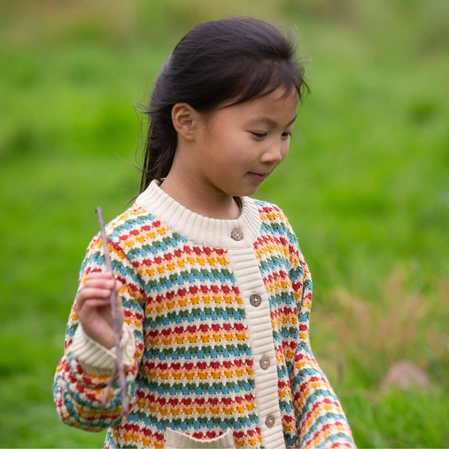 Cozy Organic Cotton Rainbow Days Knitted Cardigan for Infants & Kids