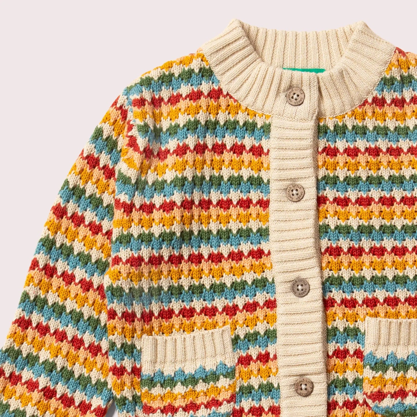 Cozy Organic Cotton Rainbow Days Knitted Cardigan for Infants & Kids