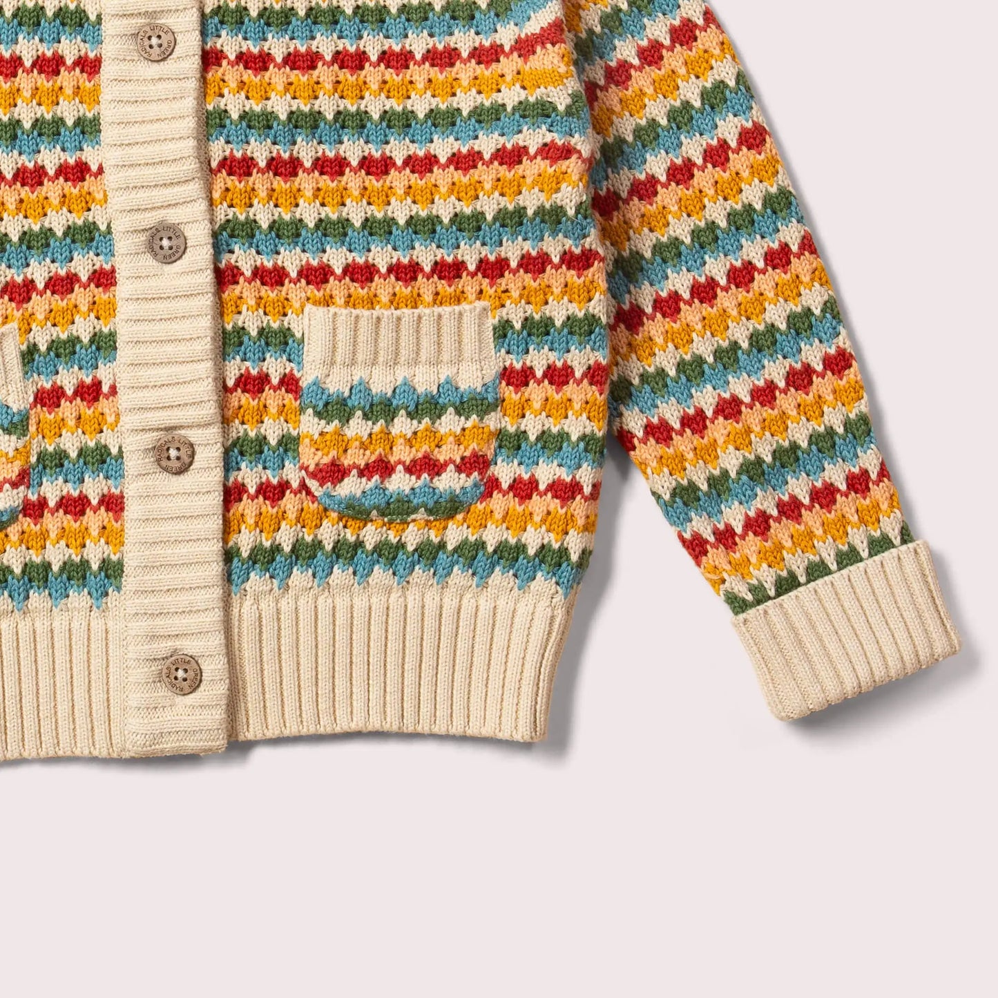 Cozy Organic Cotton Rainbow Days Knitted Cardigan for Infants & Kids