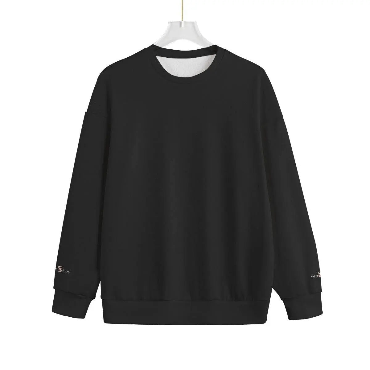 Drop-shoulder Knitted Fleece Black Sweater - IVORYNN