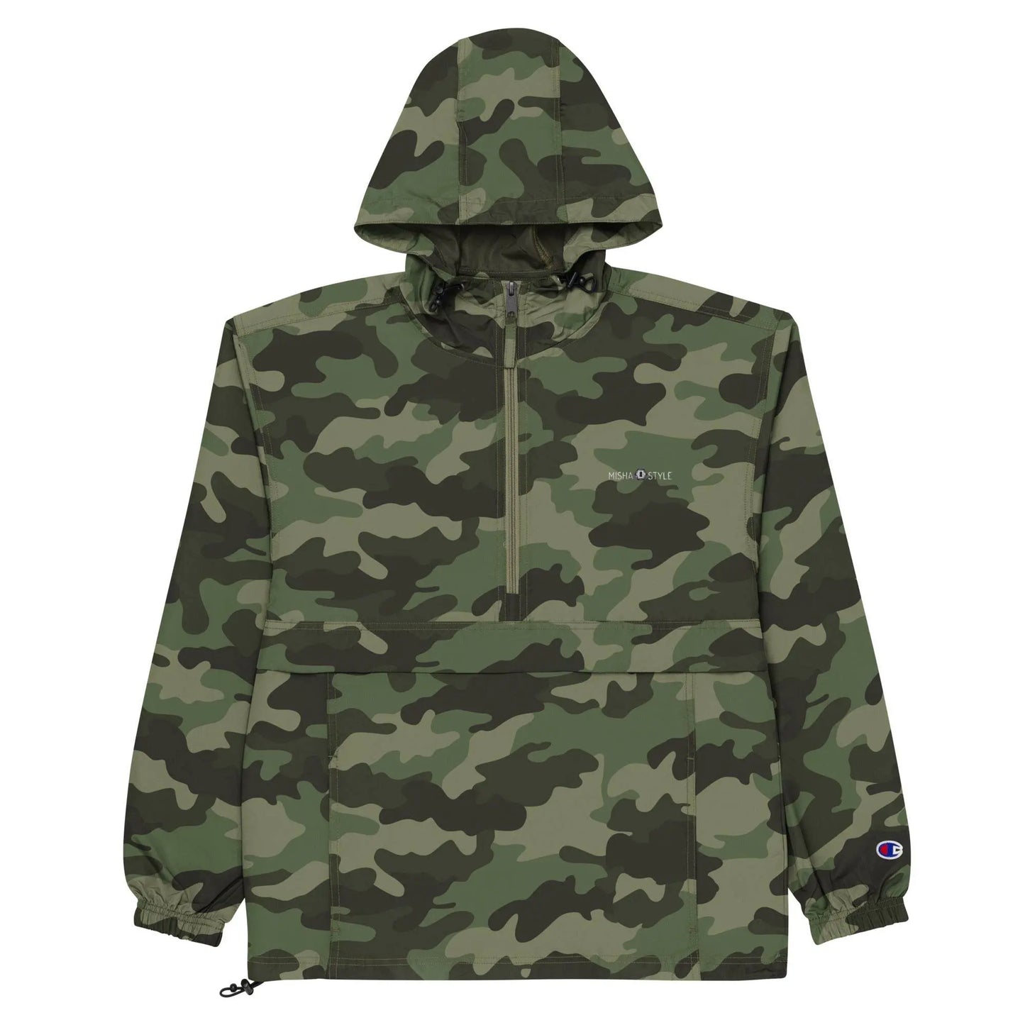 Embroidered Champion Packable Women Jacket - Army - IVORYNN