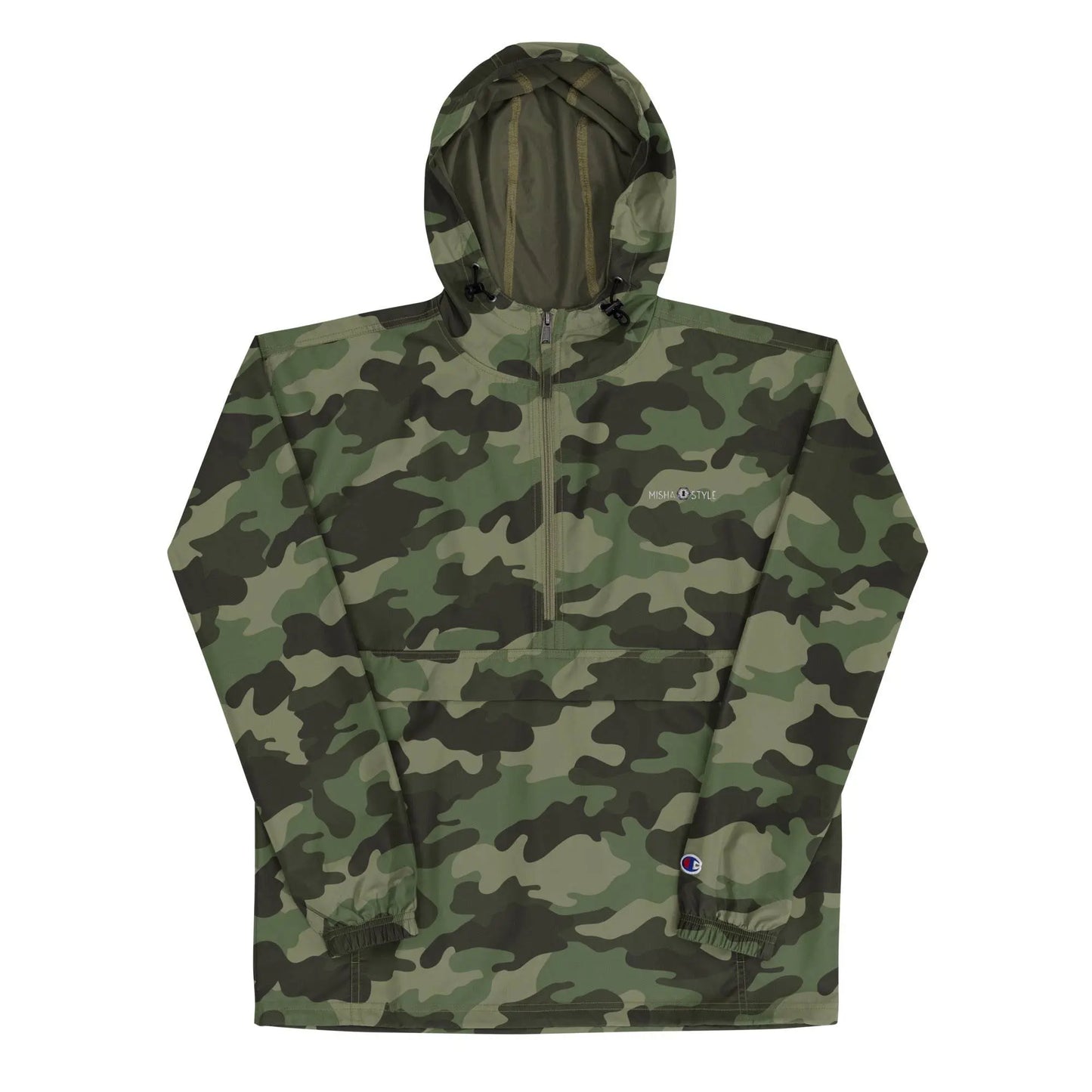 Embroidered Champion Packable Women Jacket - Army - IVORYNN