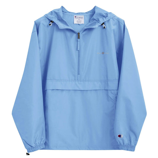 Embroidered Champion Packable Women Jacket - Light Blue - IVORYNN
