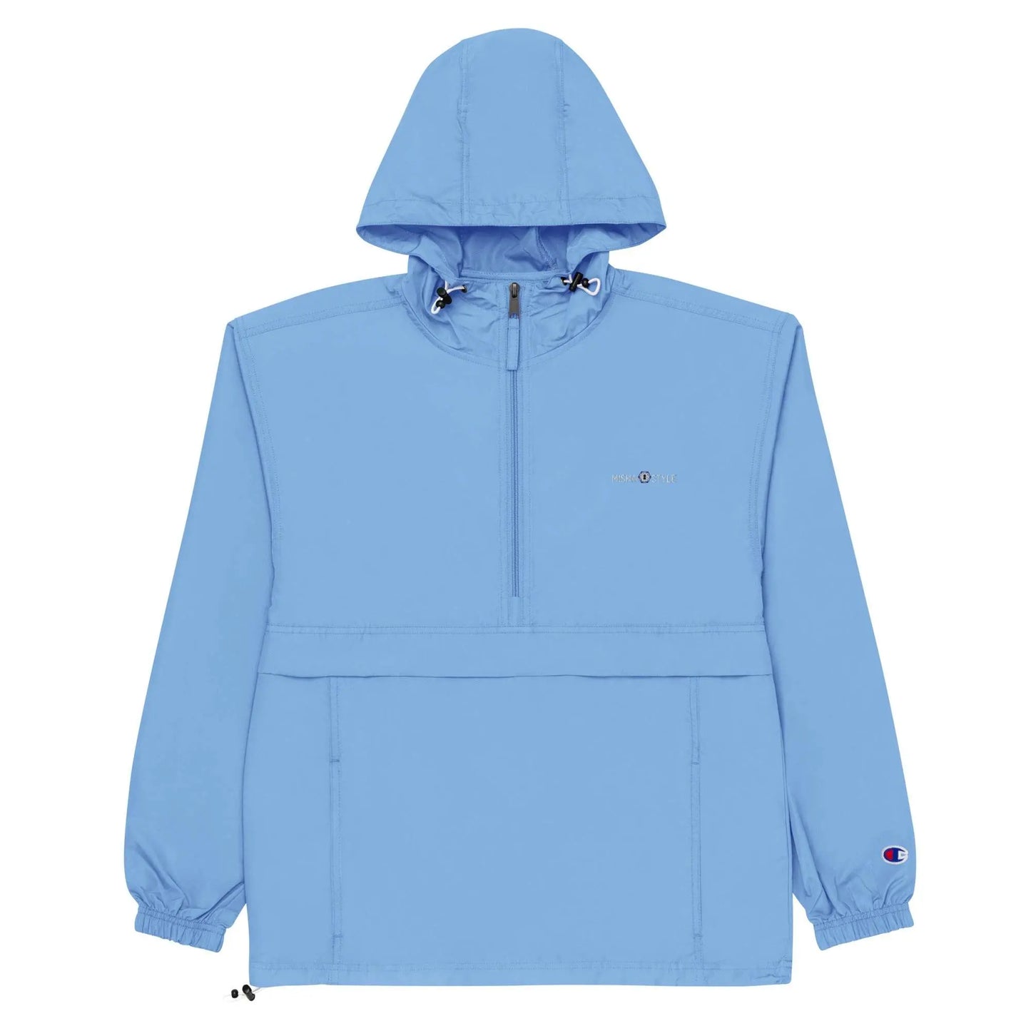 Embroidered Champion Packable Women Jacket - Light Blue - IVORYNN