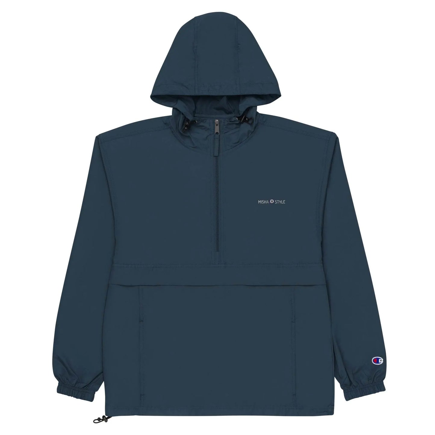 Embroidered Champion Packable Women Jacket - Navy - IVORYNN