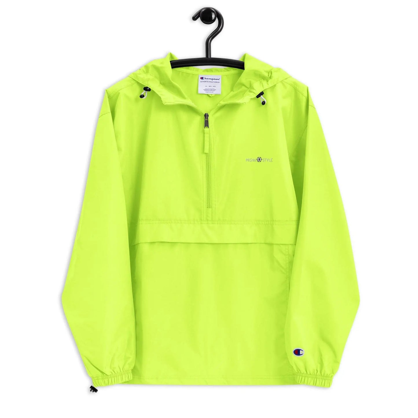 Embroidered Champion Packable Women Jacket - Neon - IVORYNN
