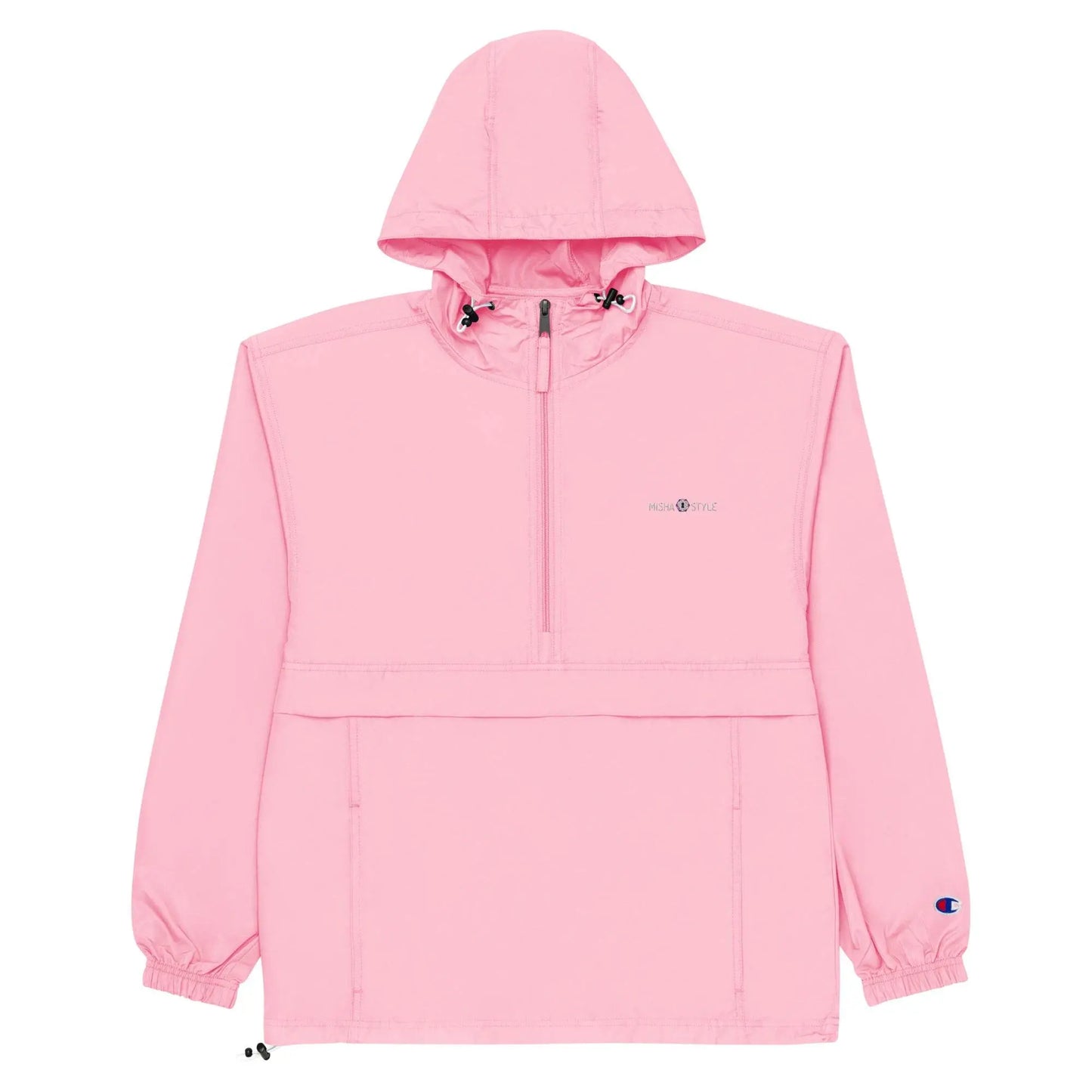 Embroidered Champion Packable Women Jacket - Pink - IVORYNN