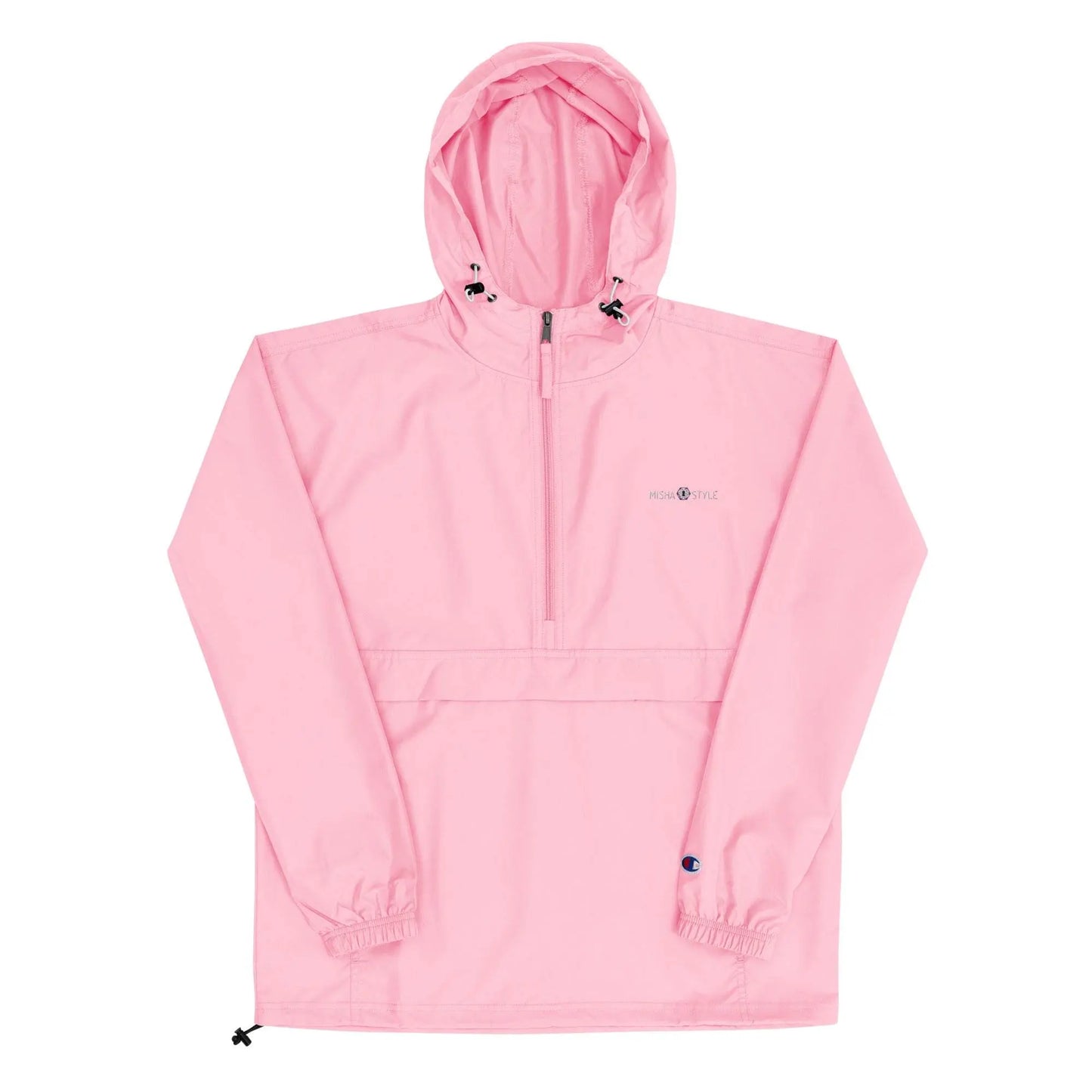 Embroidered Champion Packable Women Jacket - Pink - IVORYNN