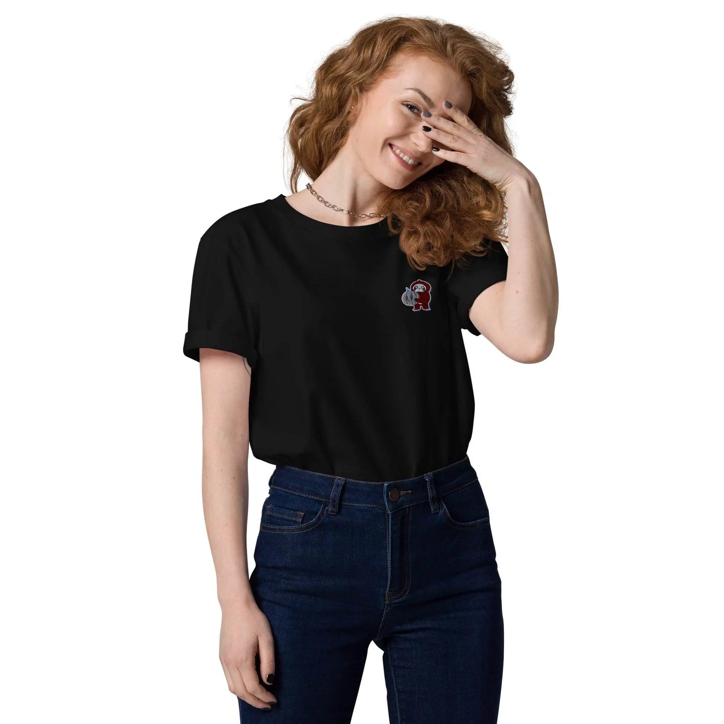 Embroidered Little Monkey organic cotton t-shirt - IVORYNN