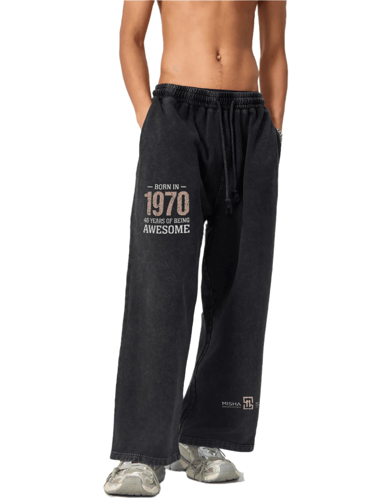 FANBE Acid Wash Straight Leg Pants - IVORYNN